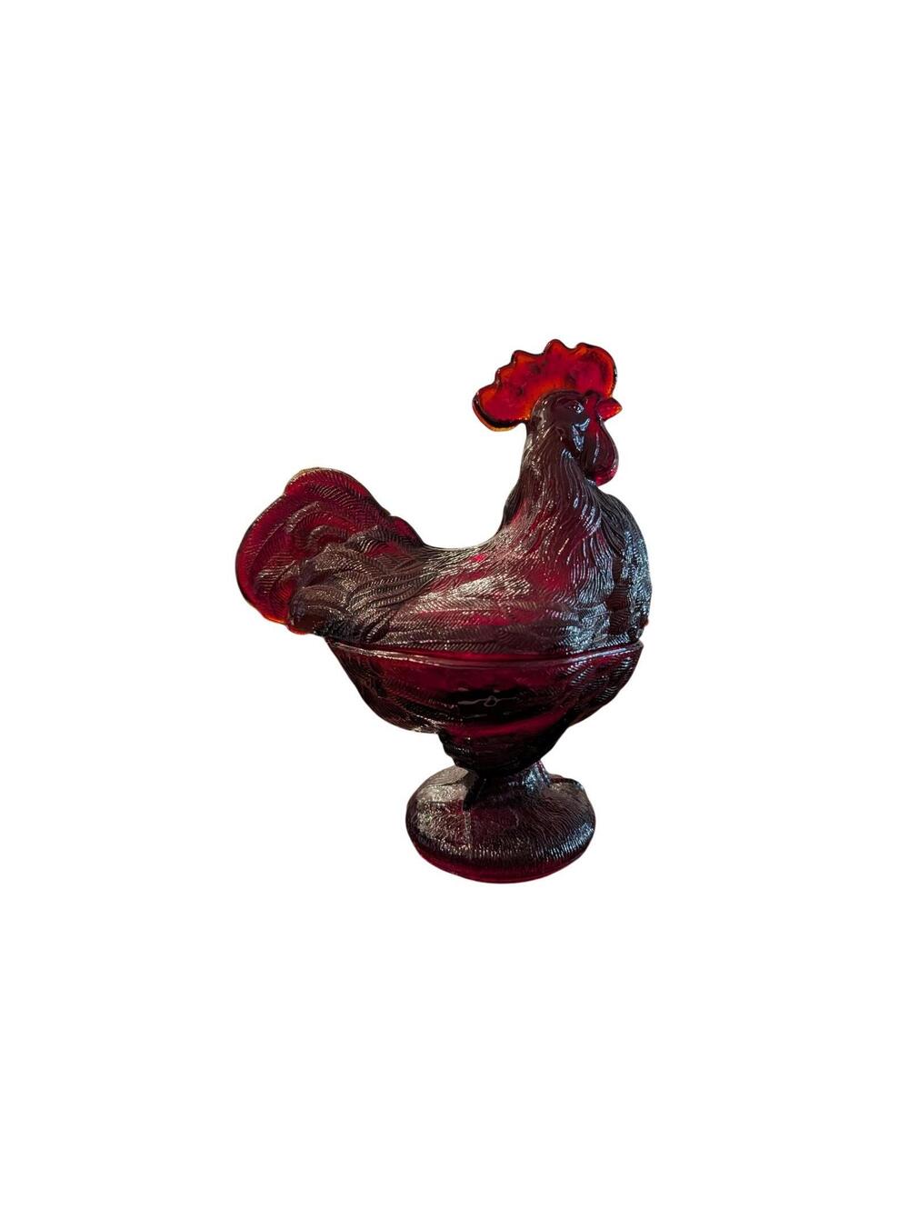 Vtg LE Smith Amberina Ruby Red Footed Lidded Candy Dish